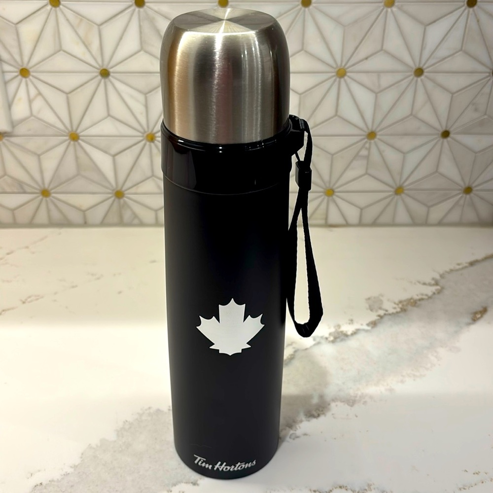 Tim Hortons Collectible 24oz Hot/Cold Thermos Black/Stainless